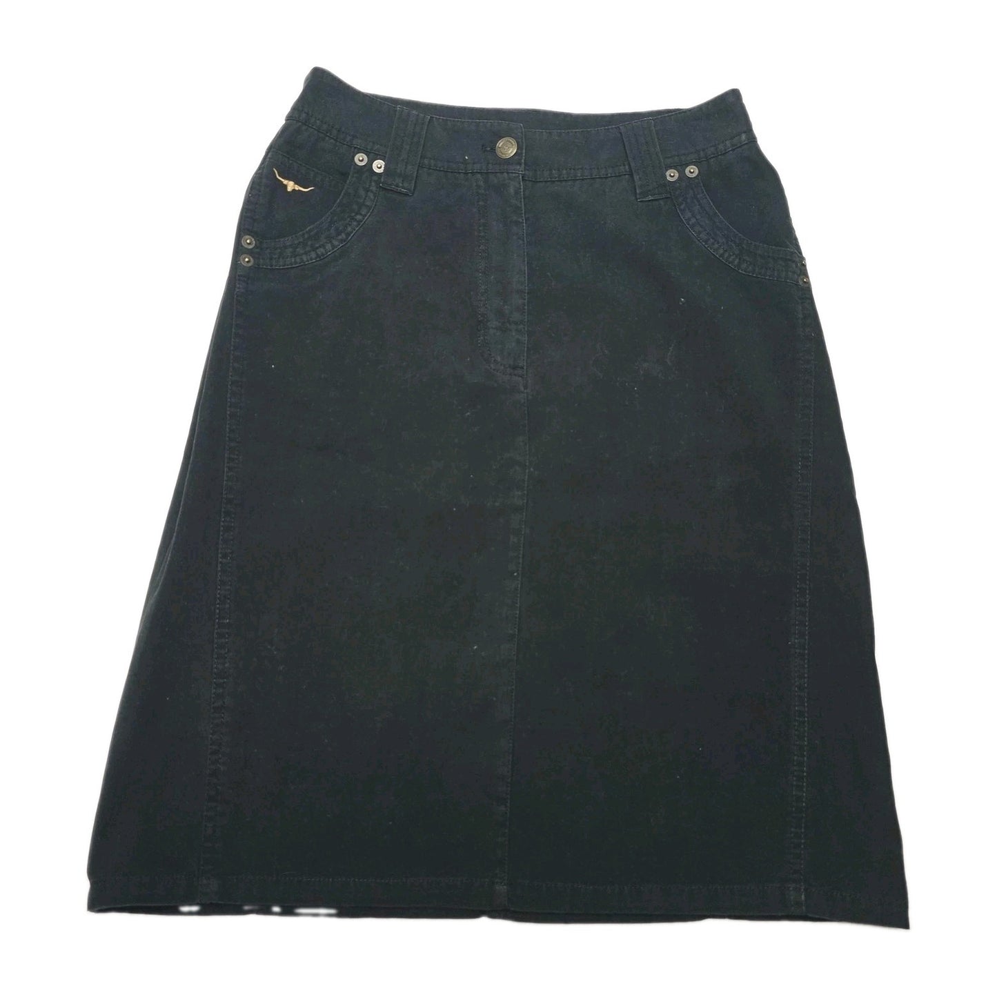 R.M. Williams Skirt Women's 8 Black Denim A-Line Knee Length Casual Workwear