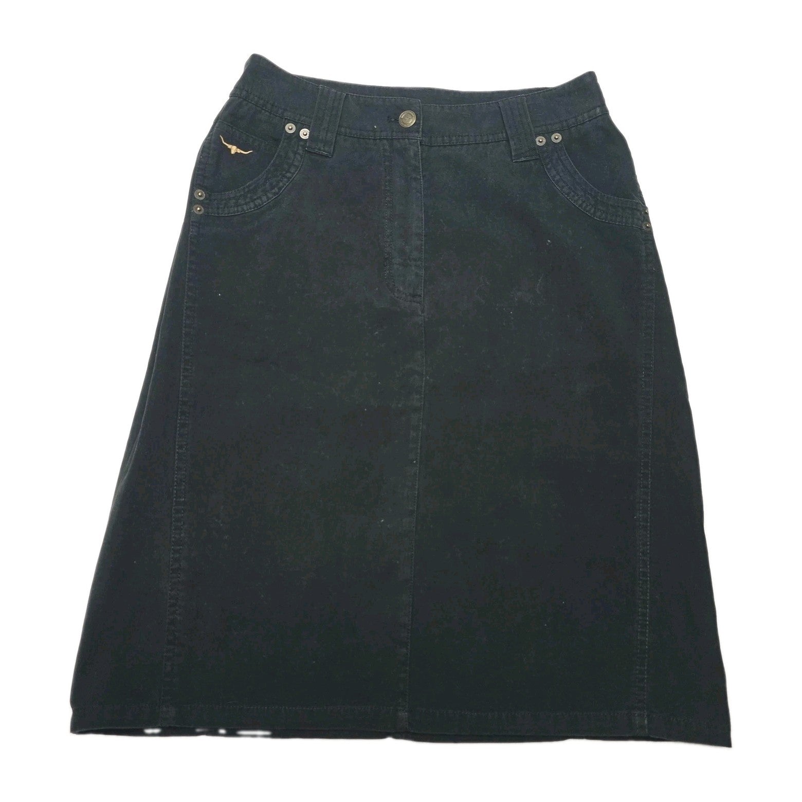 R.M. Williams Skirt Women's 8 Black Denim A-Line Knee Length Casual Workwear