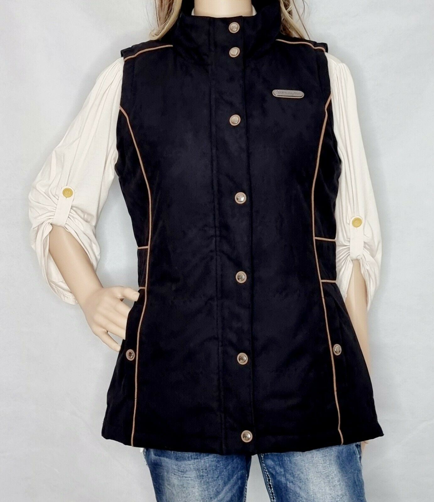 Wrangler Black Vegan Suede Soft Vest Ladies Size S