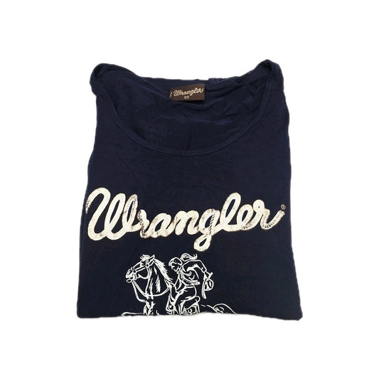 Wrangler T-Shirt Women's 20 Blue Logo Long Live Cowgirls Scoop Neck NWOT