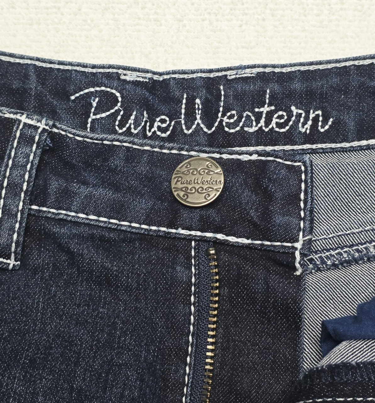 Pure Western Jeans Girls 11-12 Years Blue Bootcut Adjustable Waist Embroidered