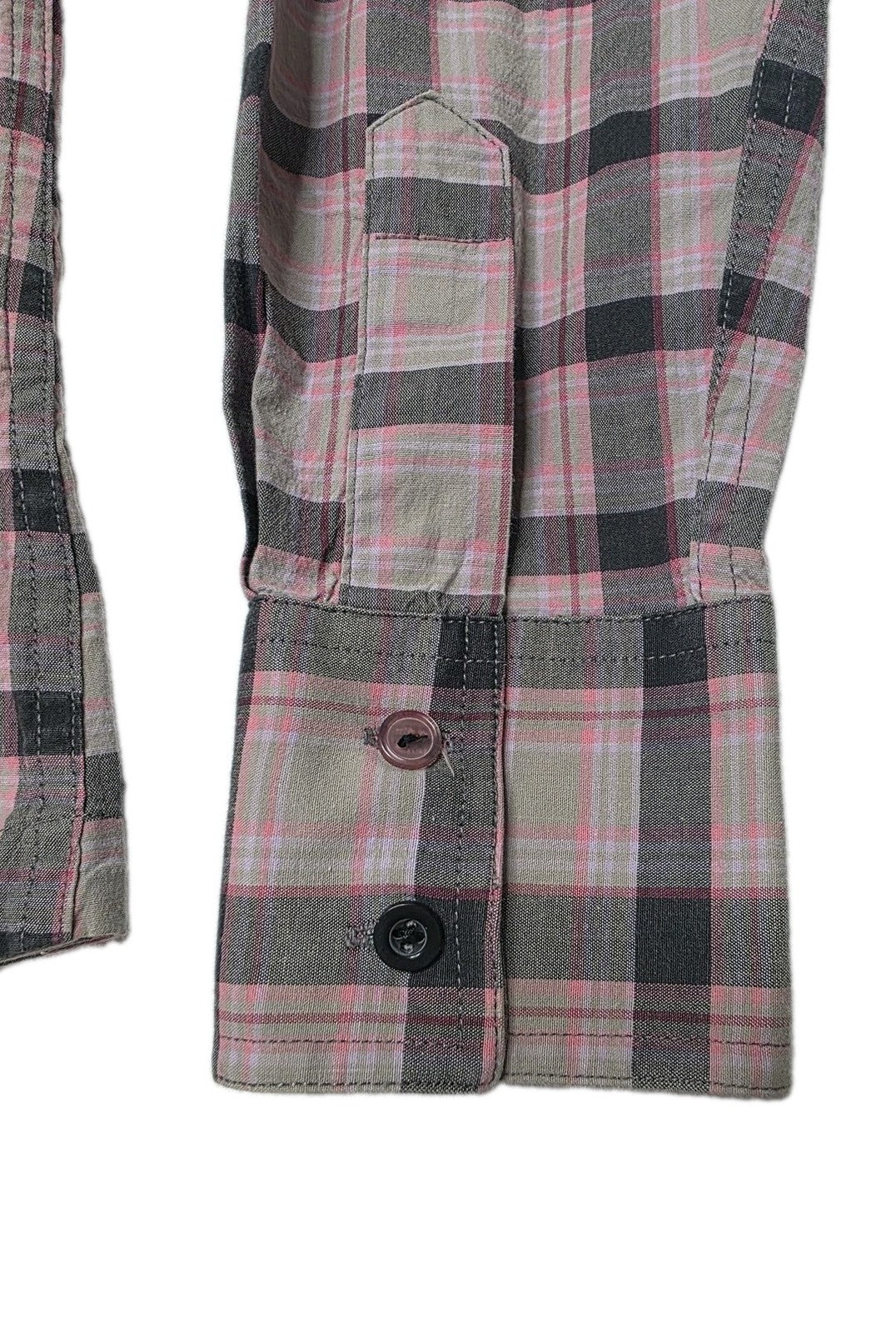 Wrangler Shirt Womens 12 Multicolour Pink Grey Plaid Button Up Long Sleeve