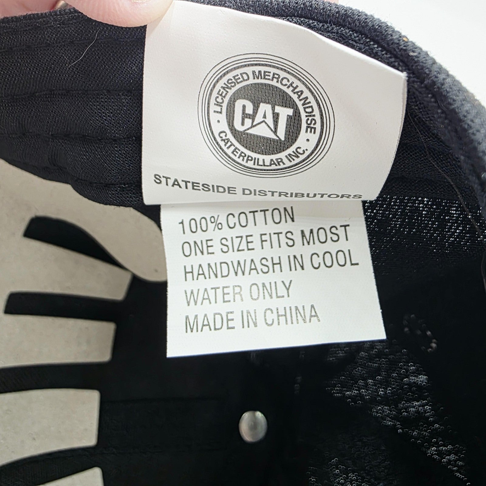 CAT Caterpillar Cap Mens One Size Black Cotton Adjustable Brim Workwear Hat
