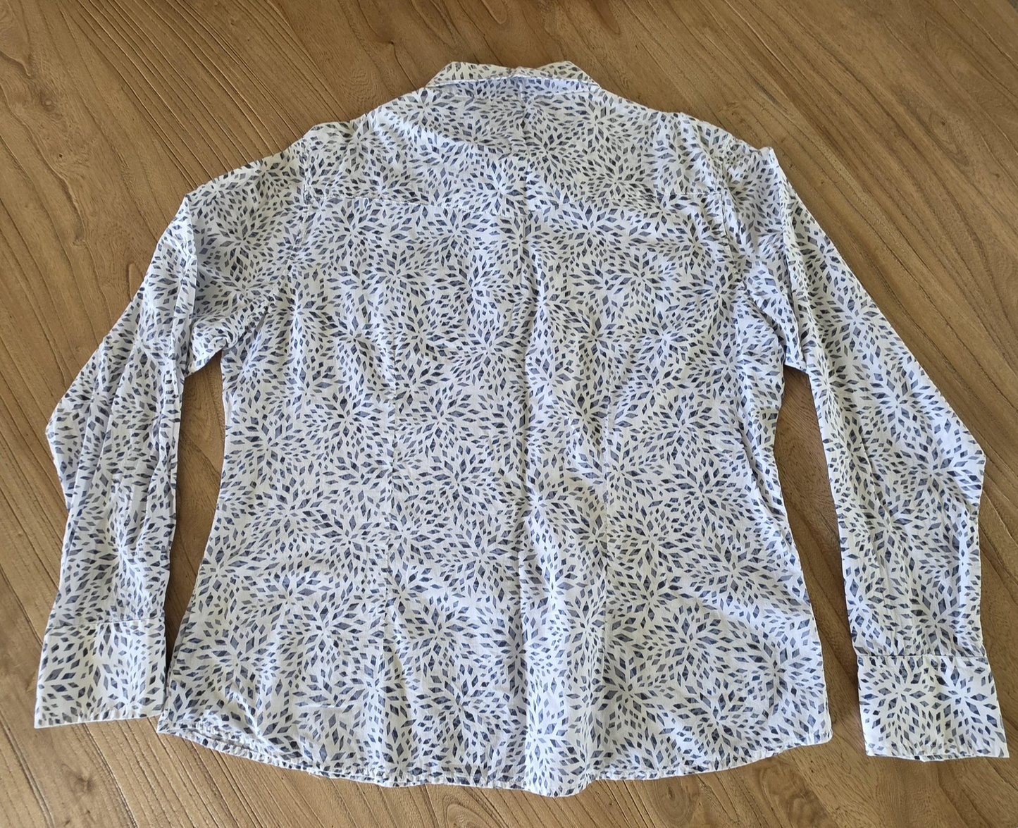 Thomas Cook Shirt Women's 18 White Long Sleeve Snap Button Up Western Geometric