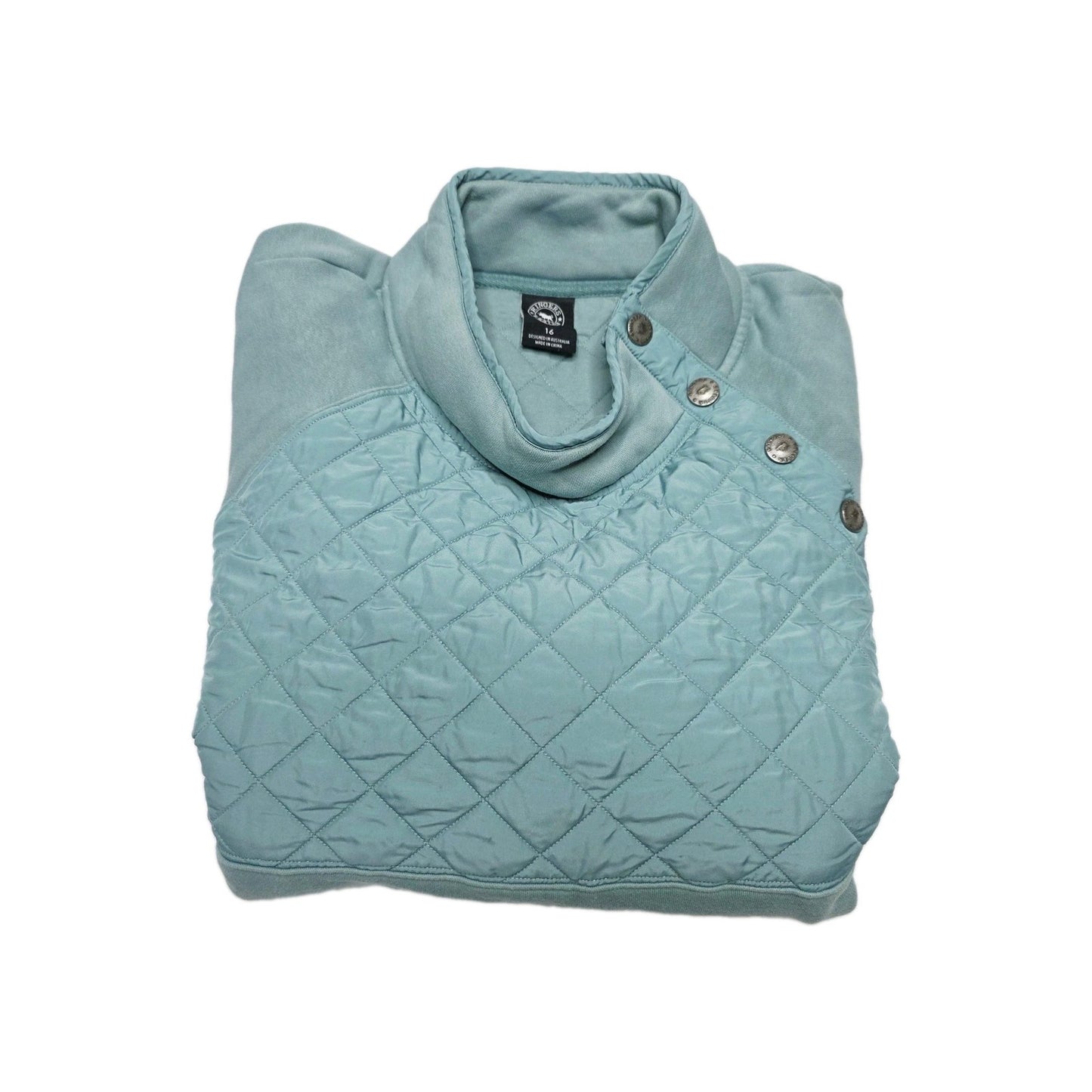 Ringers Western Jumper Women's 16 Green Quilted Fleece High Neck Pullover Top