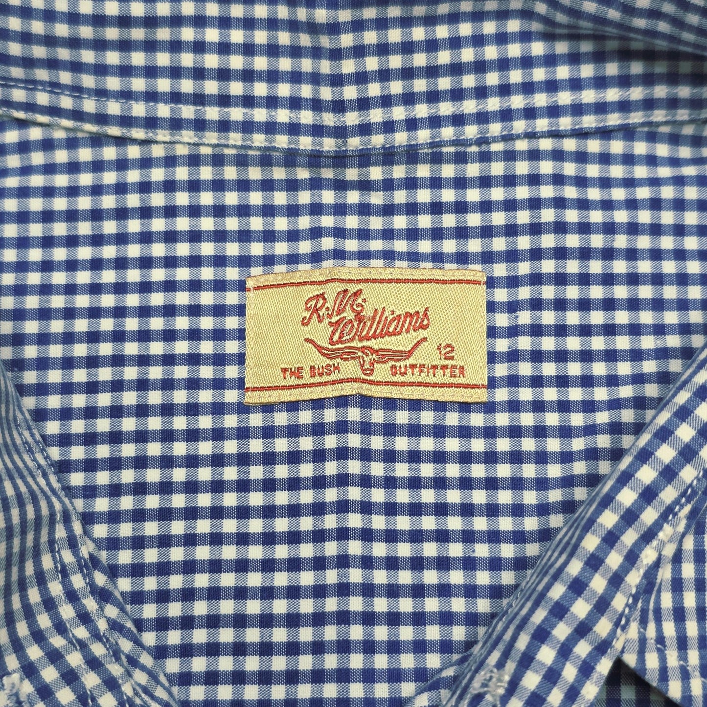 R.M. Williams Shirt Women's 12 Blue Sleeveless Button Up Check Cotton Casual