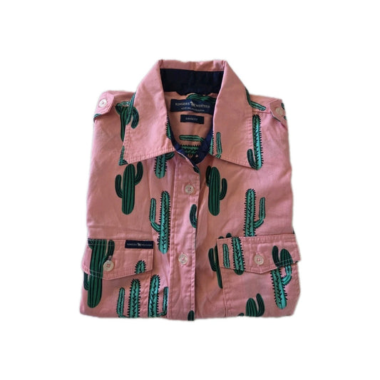 Ringers Western Loose Fit Cactus Sleeveless Logo Shirt Ladies Size 12