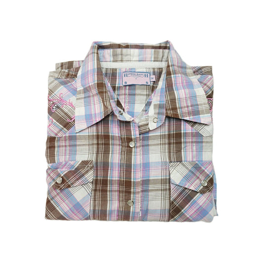 Ransom Ranch Shirt Women's M Brown Long Sleeve Button Up Western Embroidered