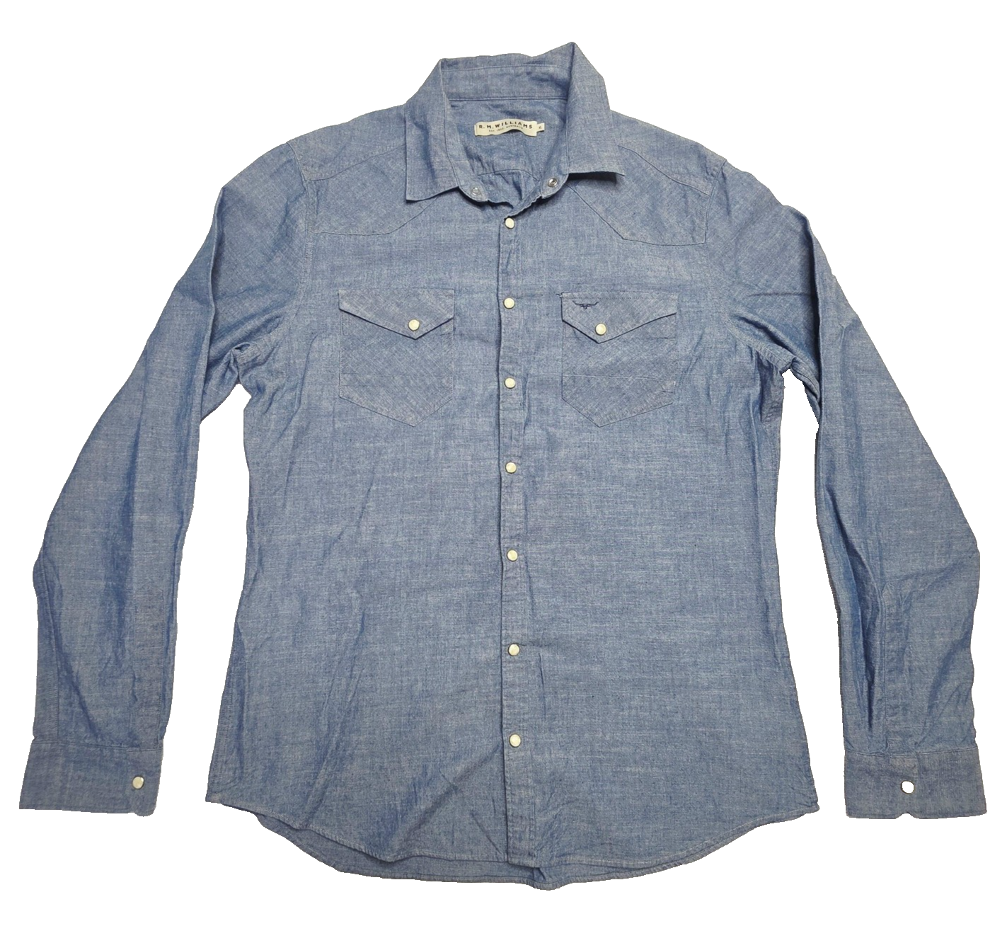 R.M. Williams Shirt Women's XL Blue Long Sleeve Snap Chambray Western Cotton