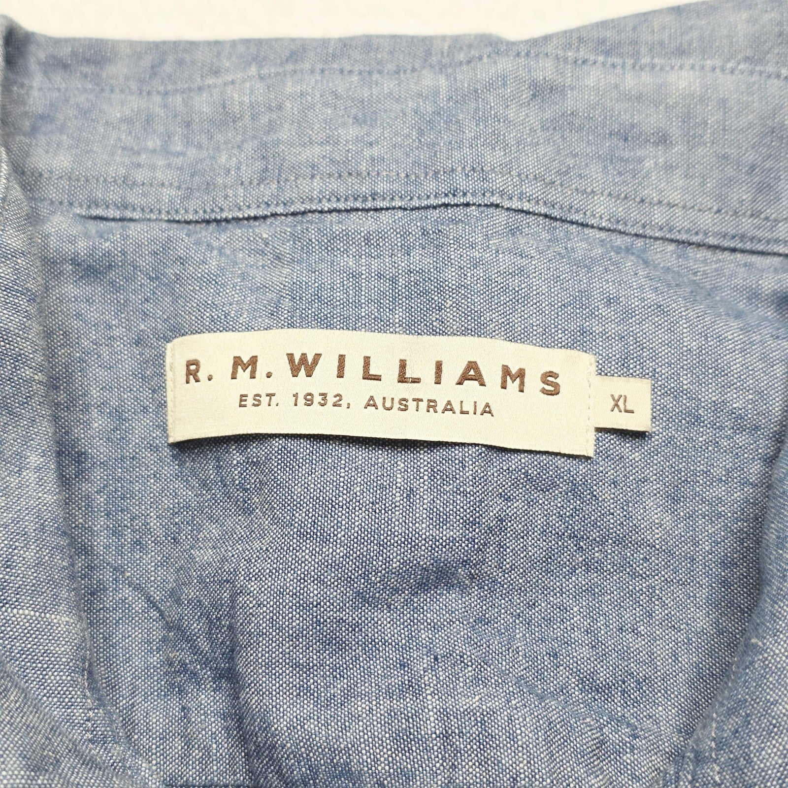 R.M. Williams Shirt Women's XL Blue Long Sleeve Snap Chambray Western Cotton