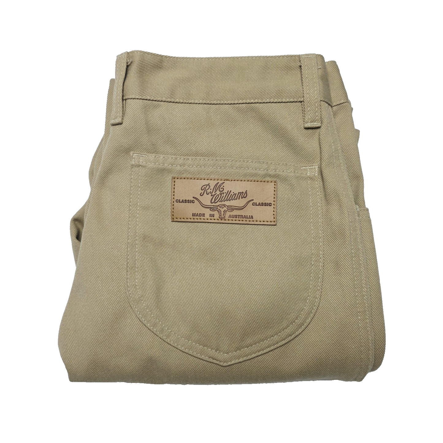 R.M. Williams Pants Men's 32R Beige Straight Classic Cotton Denim Workwear TJ191