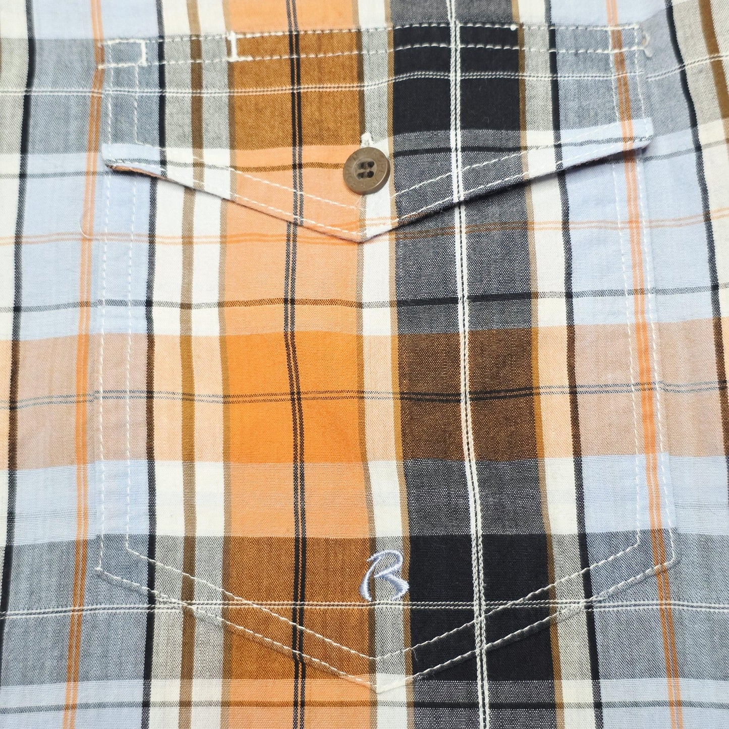 Roper Shirt Mens XL Orange Plaid Long Sleeve Button Up Western Cowboy Cotton