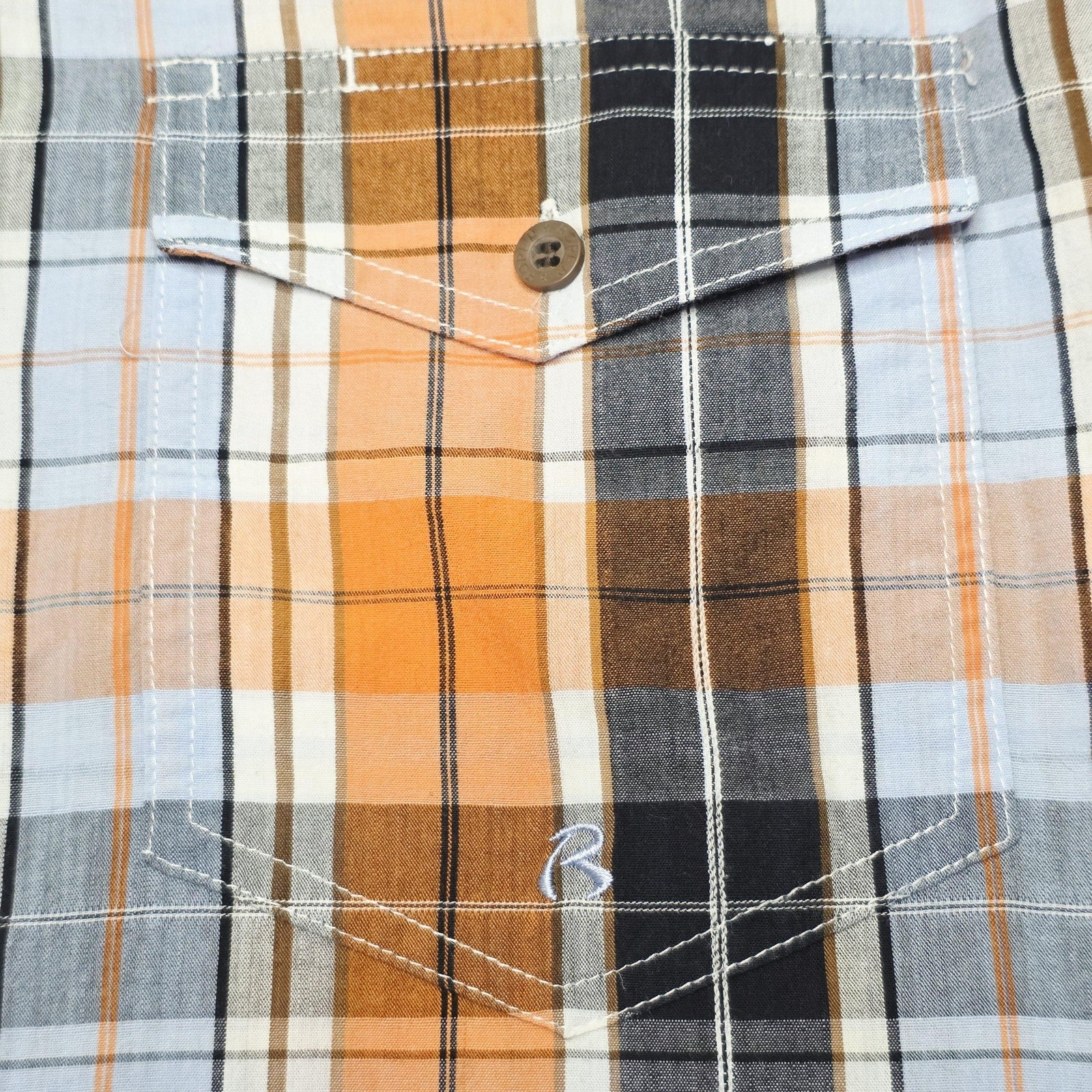 Roper Shirt Mens XL Orange Plaid Long Sleeve Button Up Western Cowboy Cotton