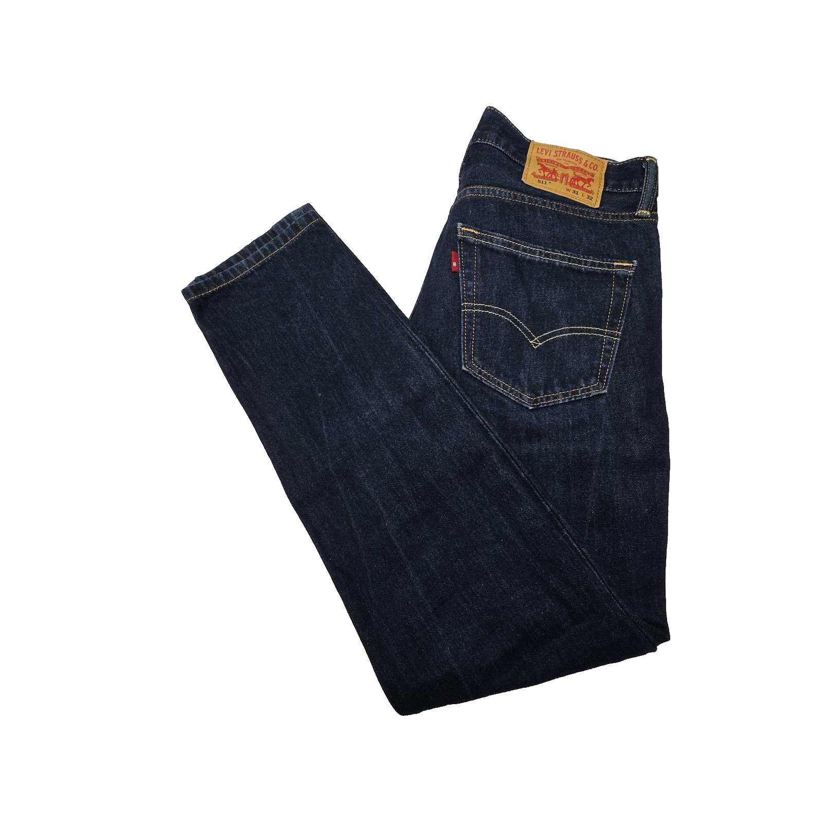 Levis 511 Jeans Mens 31x32 Blue Dark Wash Slim Tapered Denim Zip Fly Logo