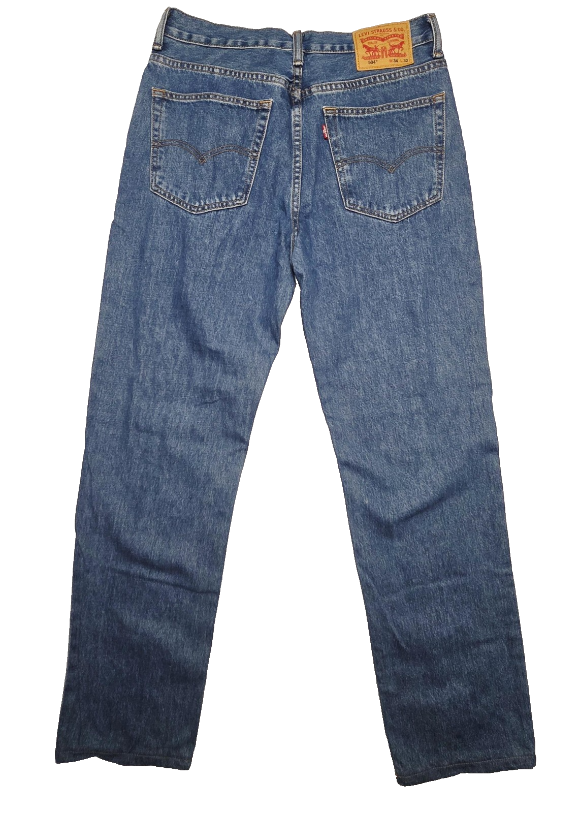 Levis 504 Jeans Mens Blue Regular Straight Medium Wash Zip Fly Fits 34x30