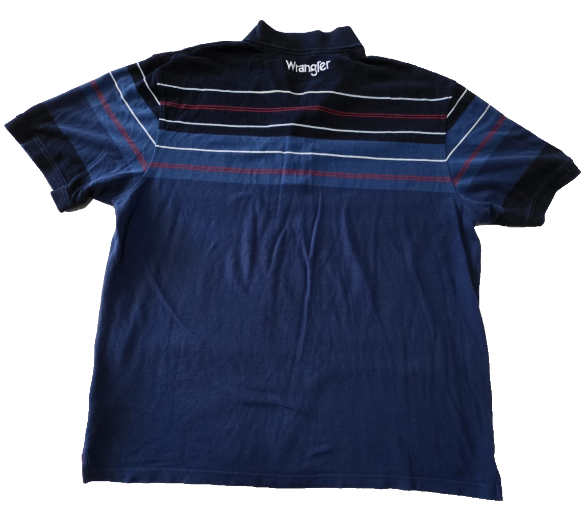 Wrangler Navy Men's Polo Striped Shirt Size 4XL