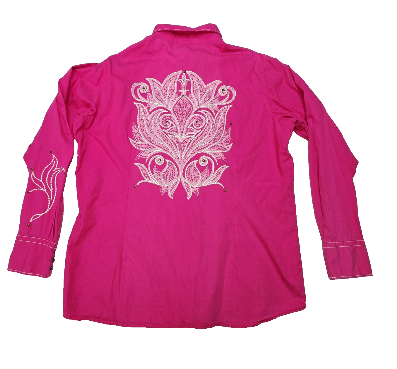 Ariat Shirt Women's XL Pink Long Sleeve Snap Button Western Embroidered Paisley