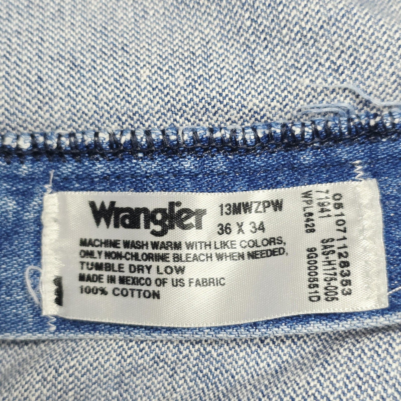 Wrangler Jeans Men's 36x27 Blue Straight Regular Denim Logo Zip Fly 13MWZPW