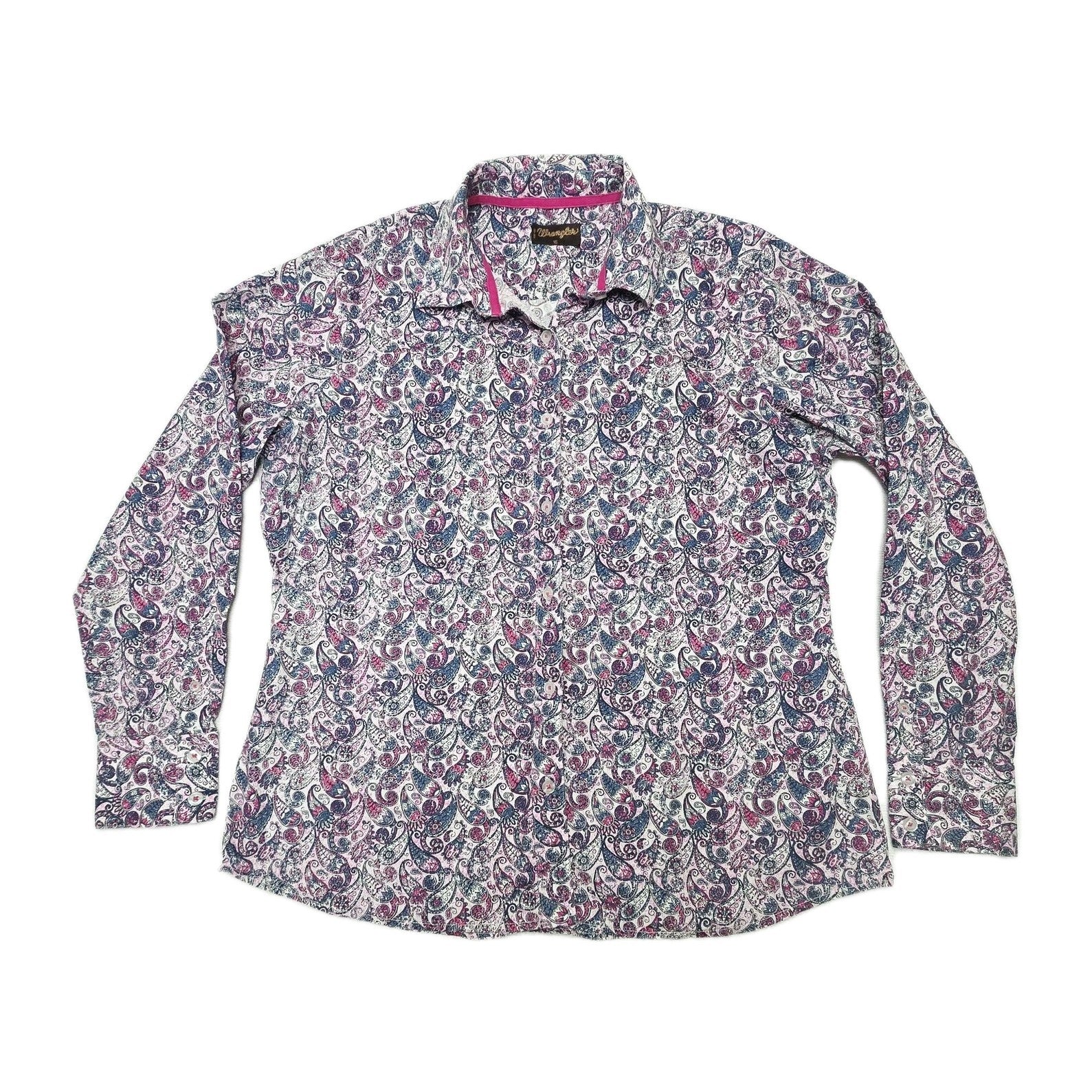 Wrangler Shirt Women's 16 Multicoloured Long Sleeve Button Up Cotton Paisley