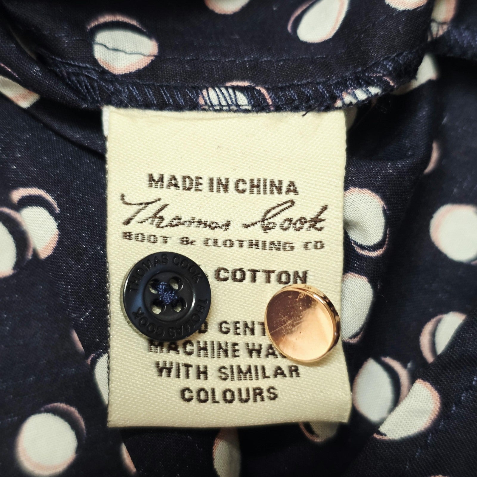 Thomas Cook Blouse Women's 20 Blue Long Sleeve Polka Dot Cotton Ruffle Georgie