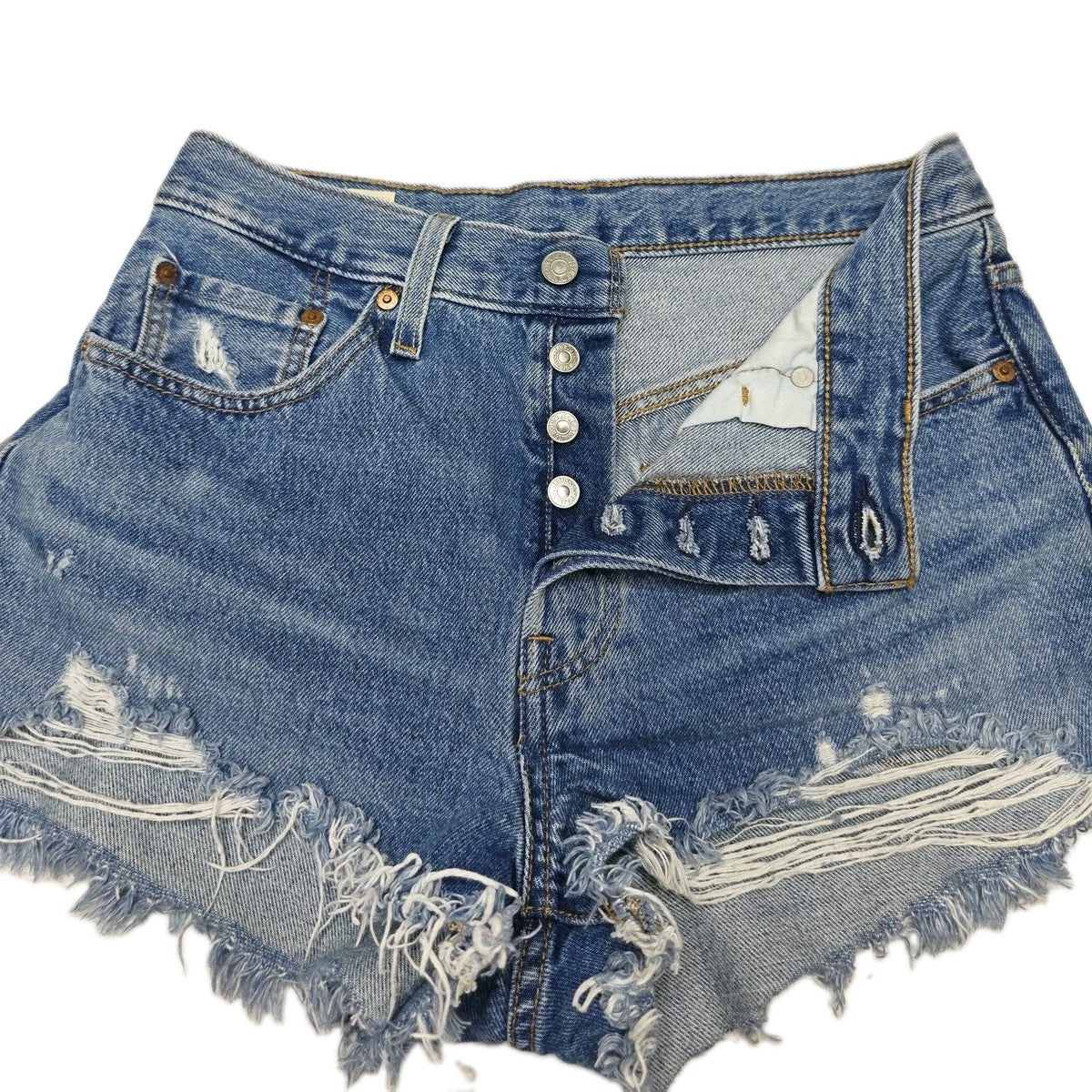 Levi's Shorts Women's 10 BIG E 501 Cut Off Distressed Raw Hem Button Fly