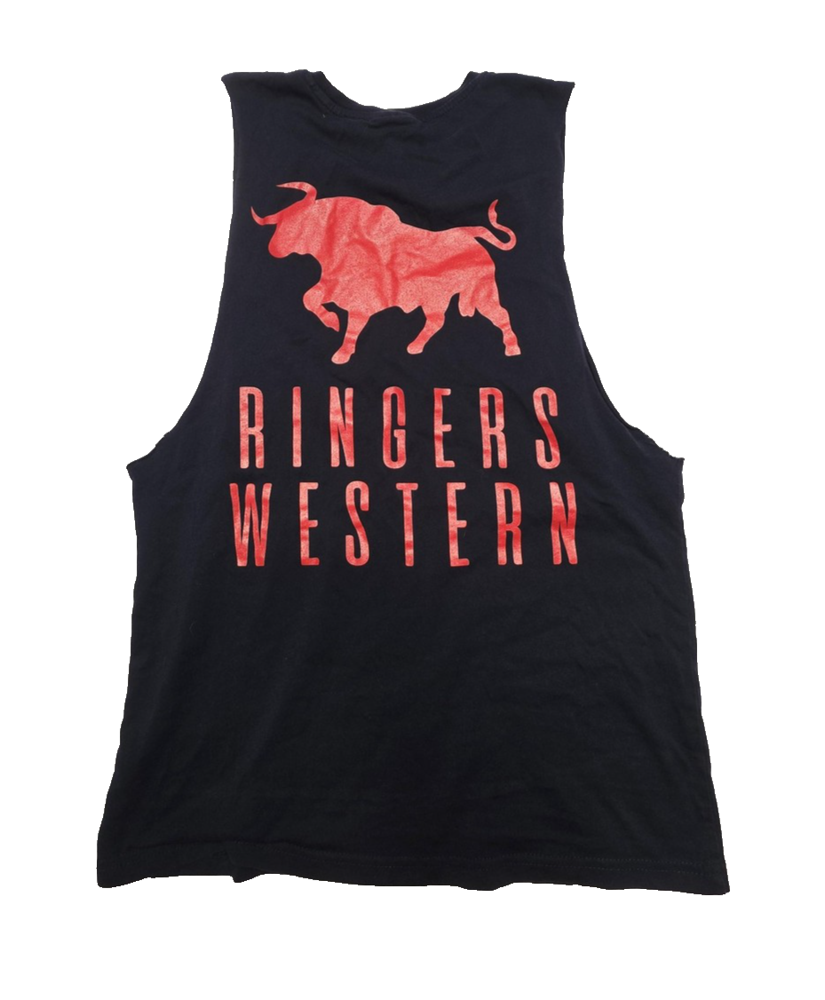 Ringers Western Shirt Men's XS Black Sleeveless Graphic Logo Cotton