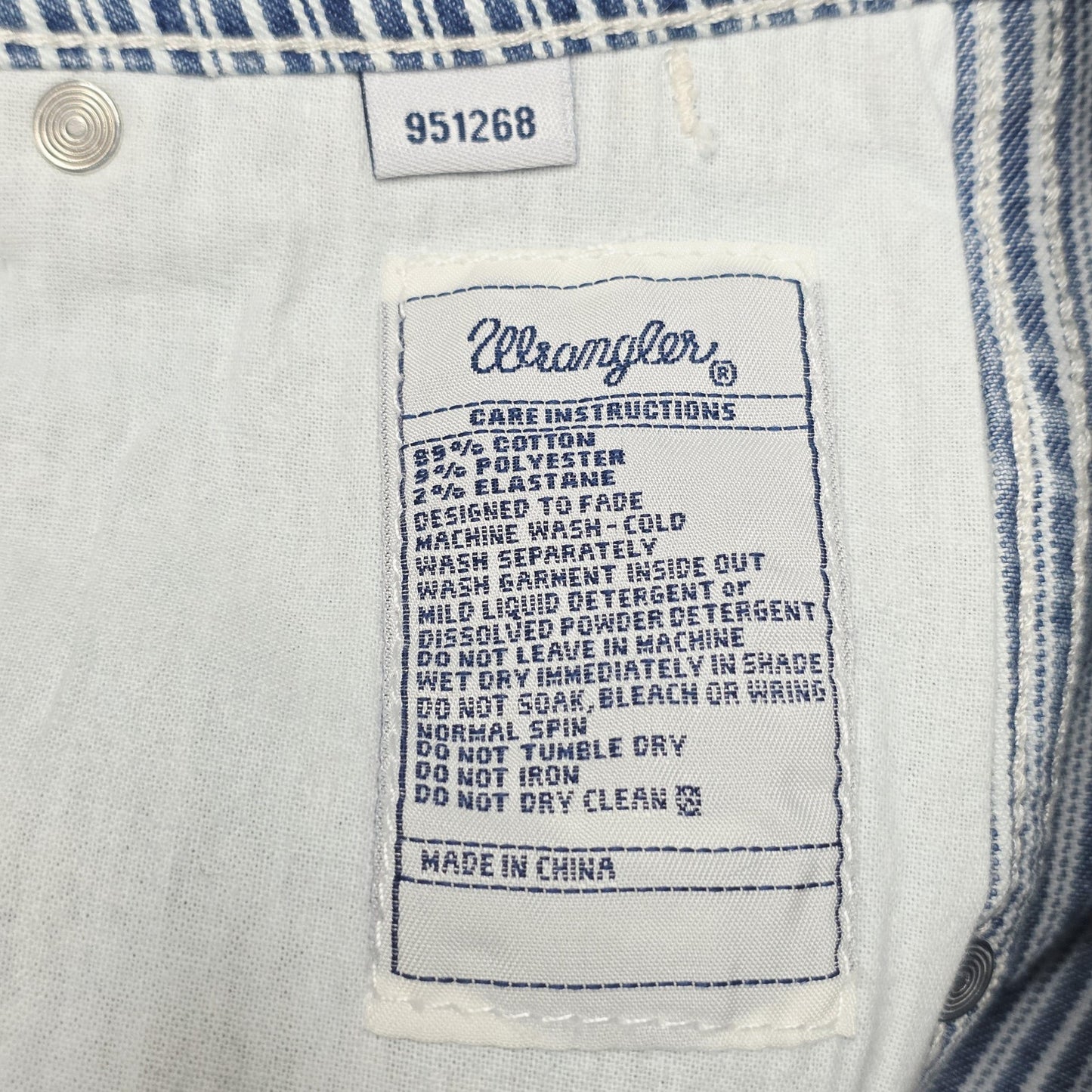 Wrangler Jeans Women's 8 Blue White Stripe Straight Patti Denim Stretch Highrise