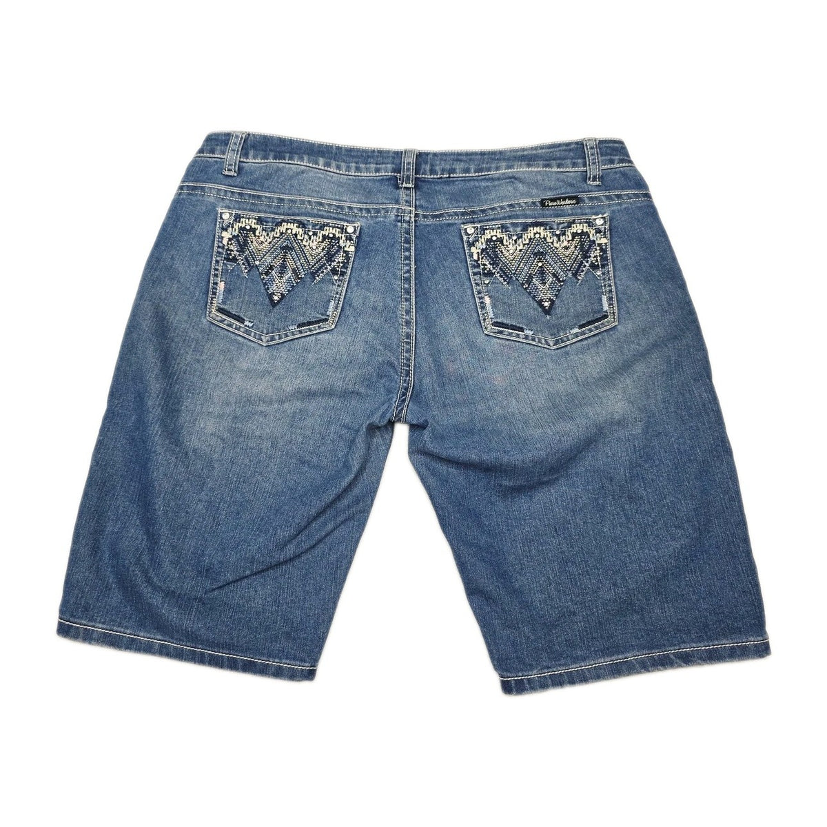 Pure Western Shorts Women's 16 Blue Denim Bermuda Medium Wash Stretch Summer