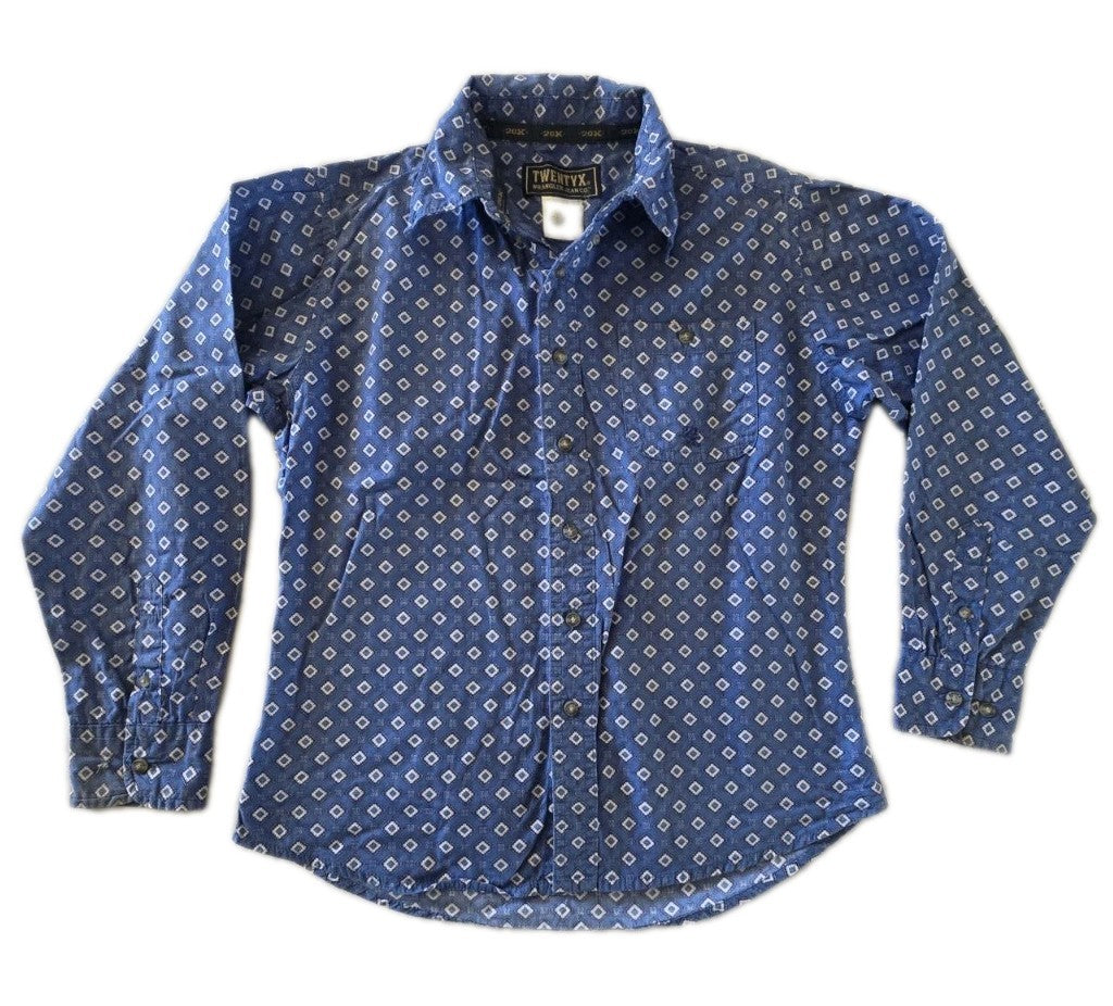 Wrangler 20X Western Boys long Sleeve Shirt Size L