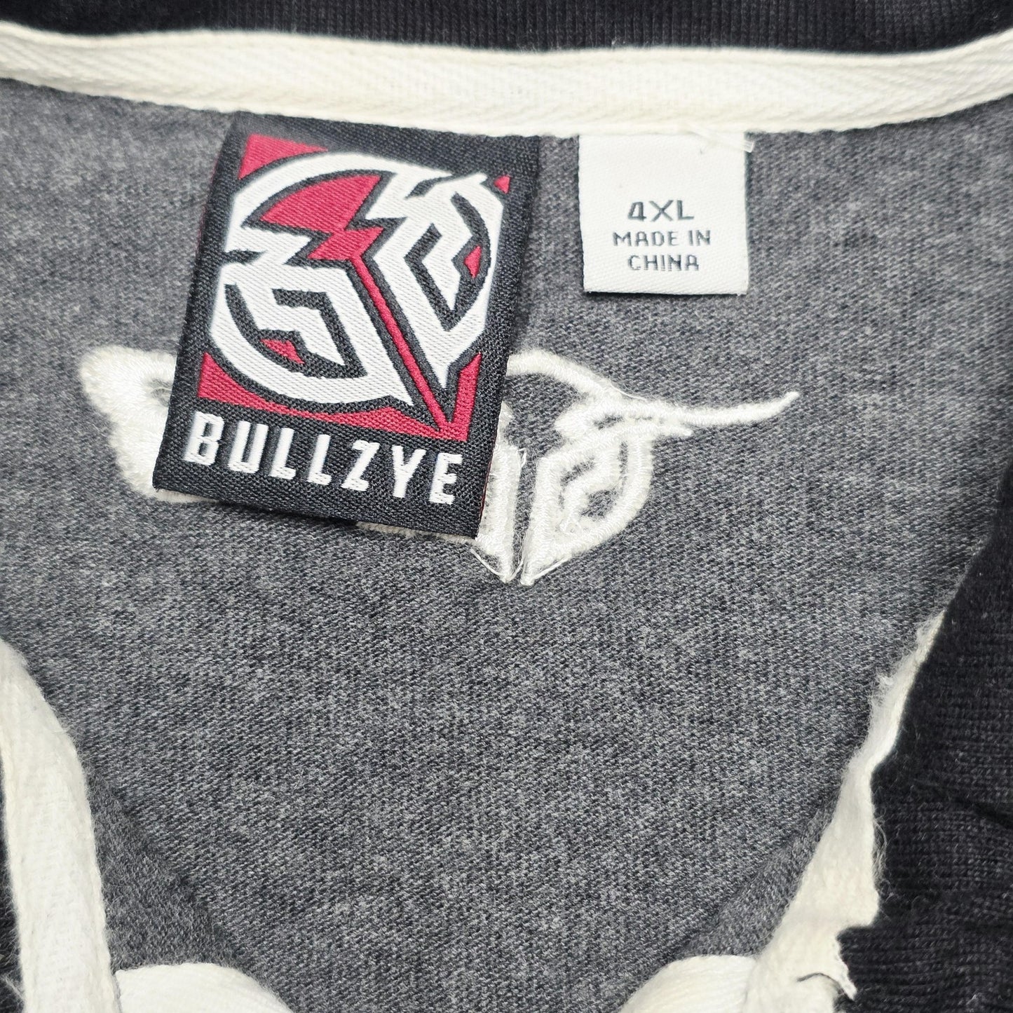 Bullzye Jumper Mens 4XL Grey Striped Long Sleeve Rugby Pullover Embroidered