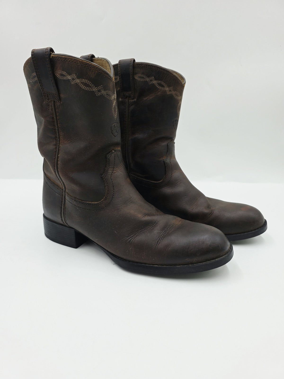 Ariat Boots Women's 5 Brown Leather Western Mid Calf Pull On Workwear Country