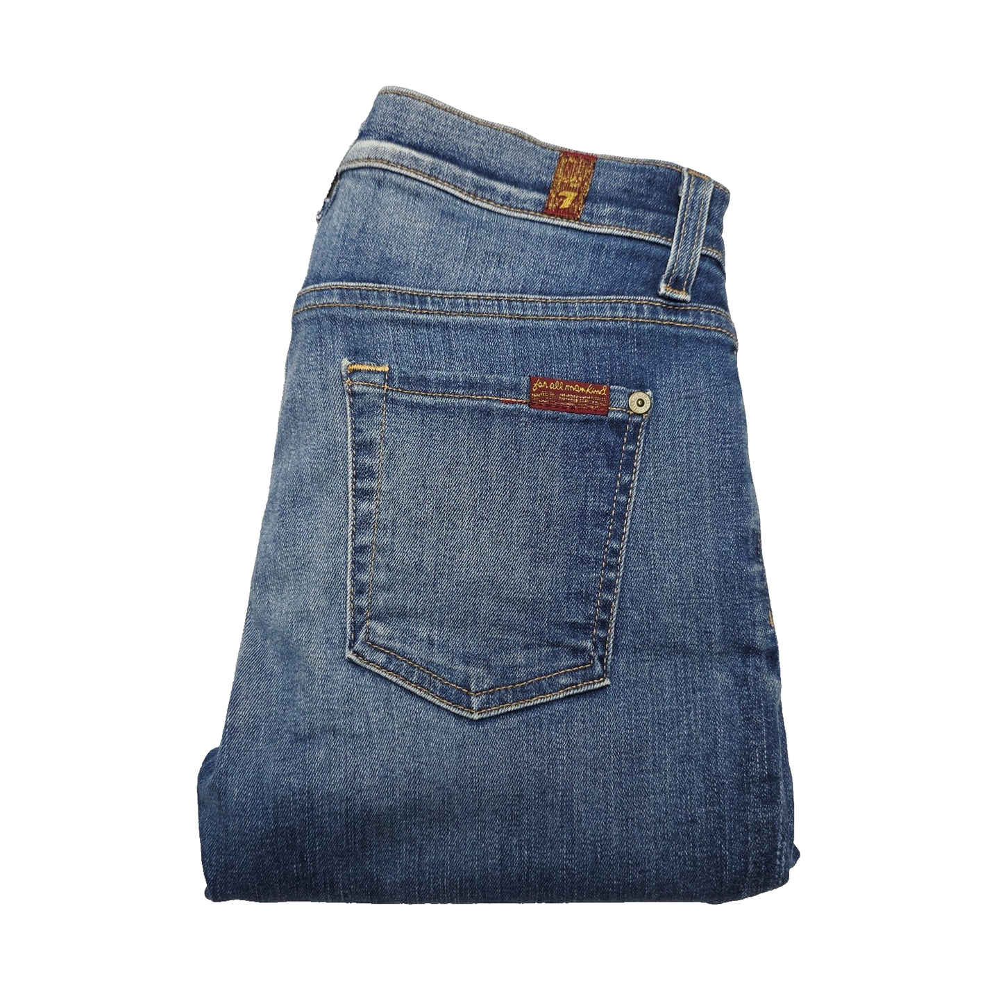 7 For All Mankind Jeans Women's 26x27 Blue The Ankle Skinny Distressed Raw Hem