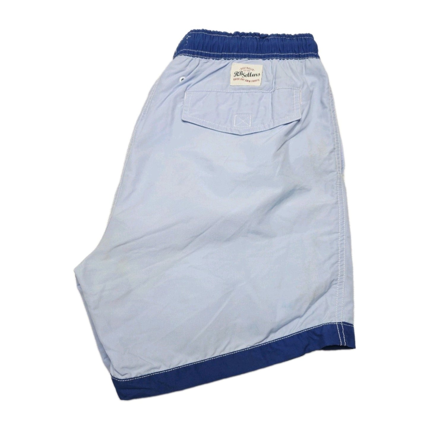 RB Sellars Shorts Men's 34 Blue Swim Elastic Waist Drawstring Mesh Lined Bermuda