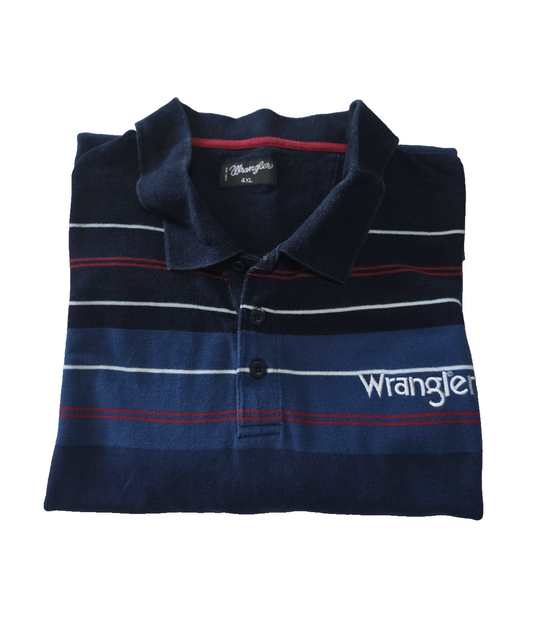 Wrangler Navy Men's Polo Striped Shirt Size 4XL