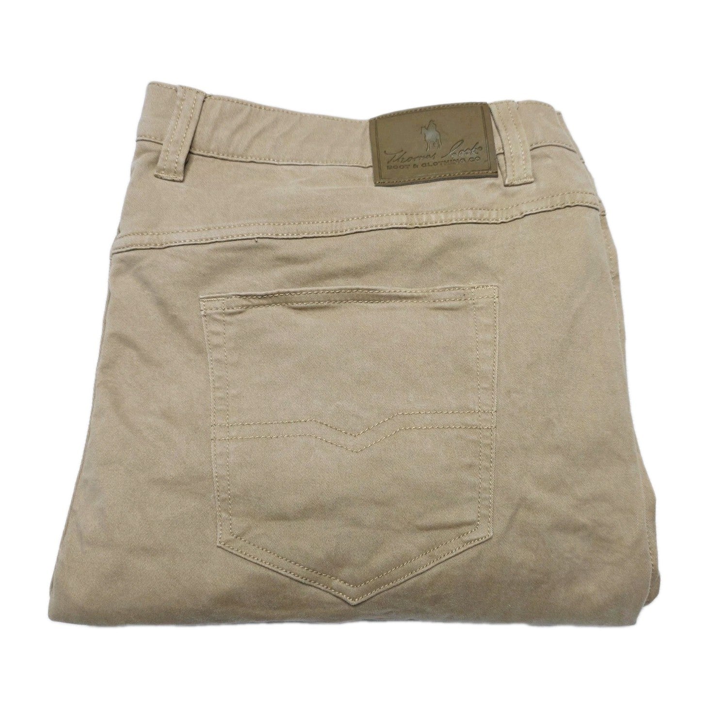 Thomas Cook Jeans Mens 44x32 Beige Straight Relaxed Comfort Waist Stretch Denim