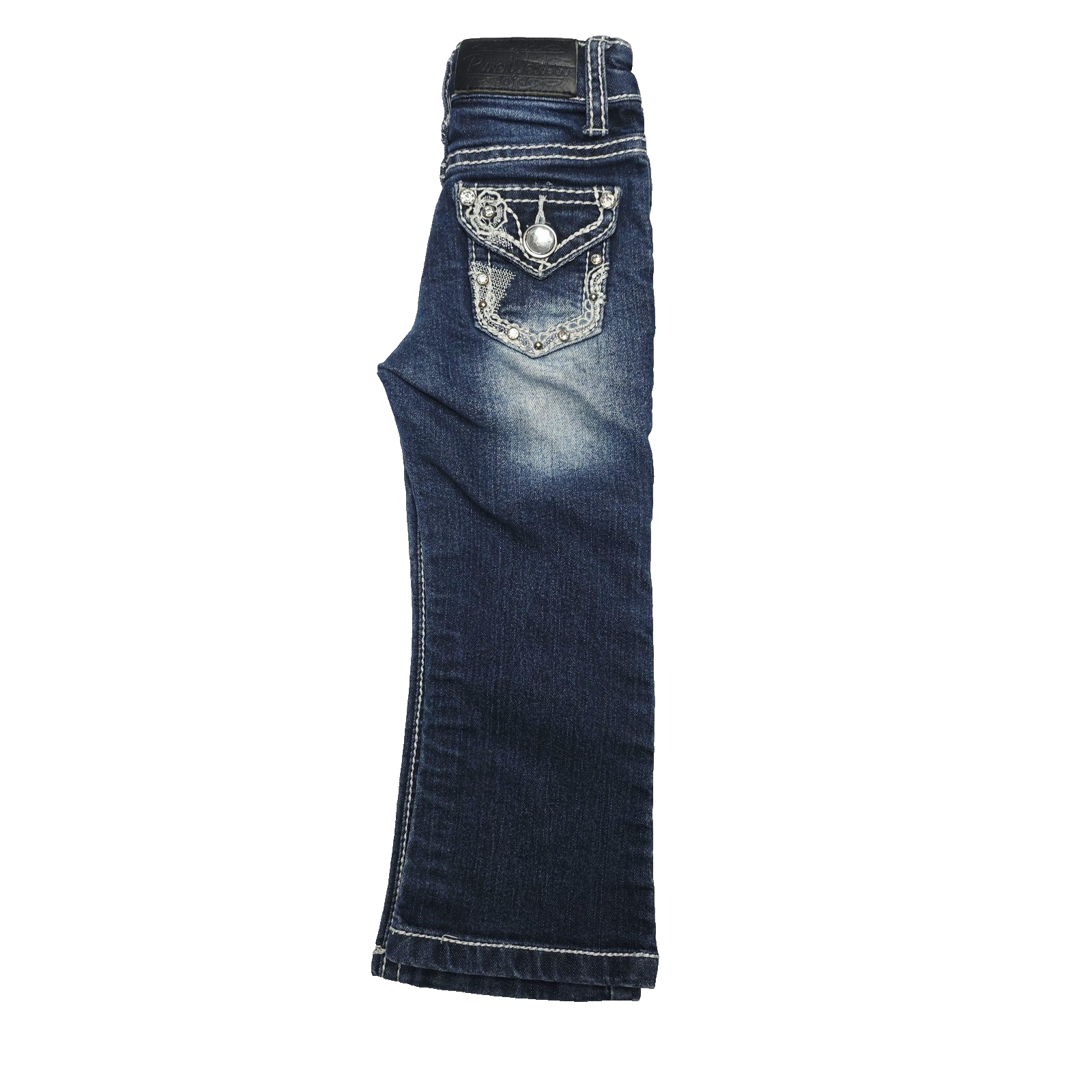 Pure Western Jeans Girls 2 Blue Straight Regular Denim Rhinestone Back Pockets