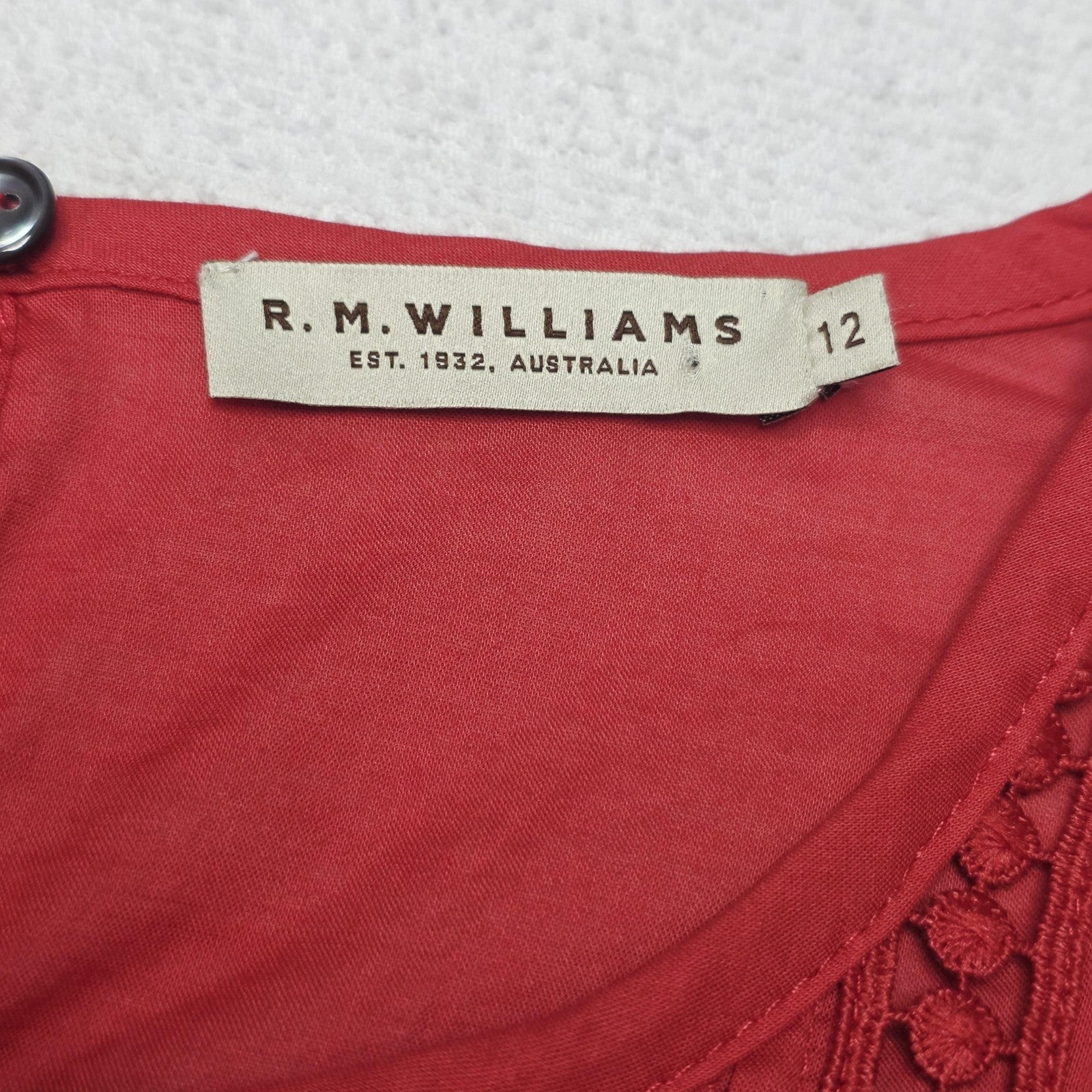 R.M. Williams Shirt Women's 12 Red Sleeveless Lace Ruffle Cami Set Blouse Top