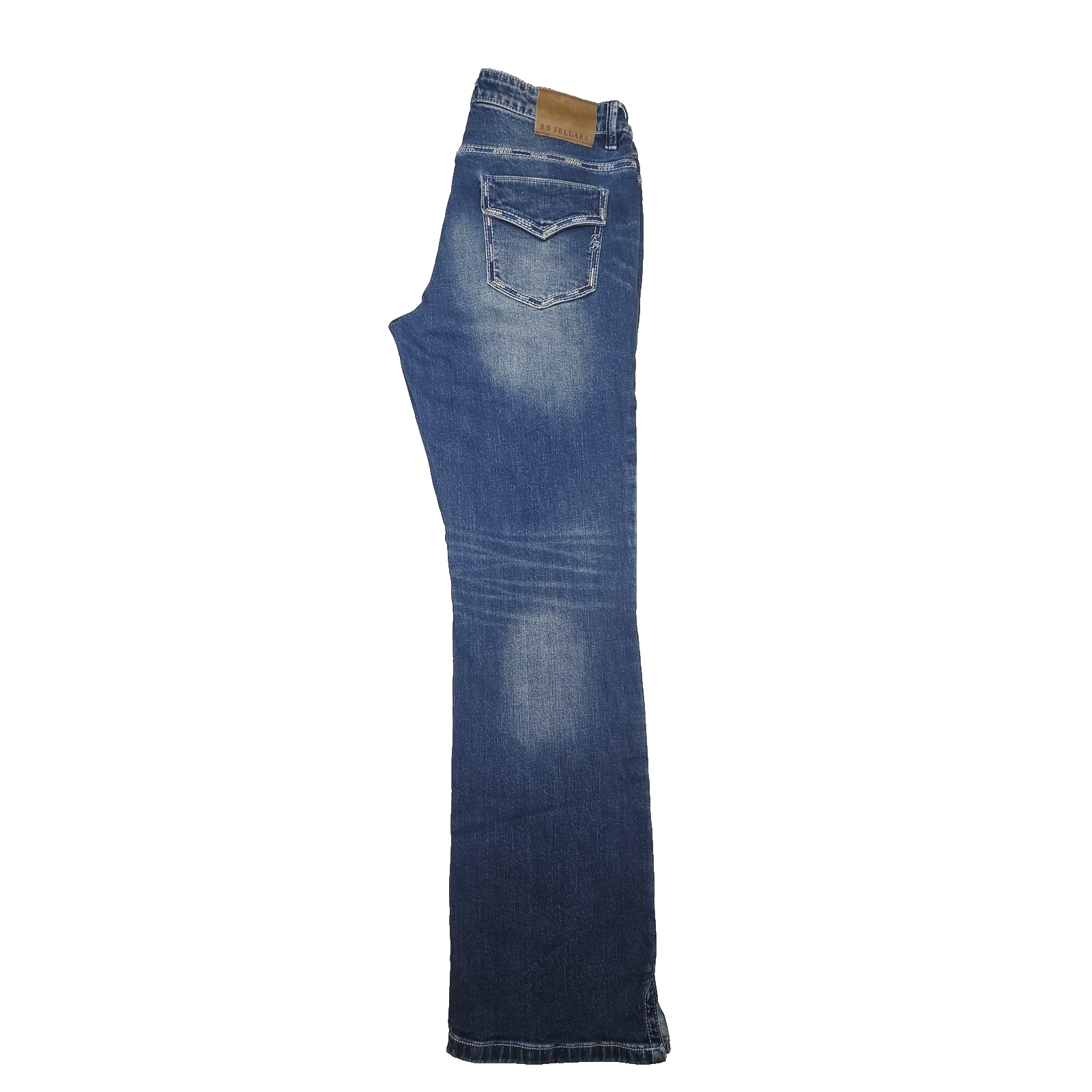RB Sellars Jeans Women's 14 35x32 Blue Straight Stretch Denim Mid Rise Logo