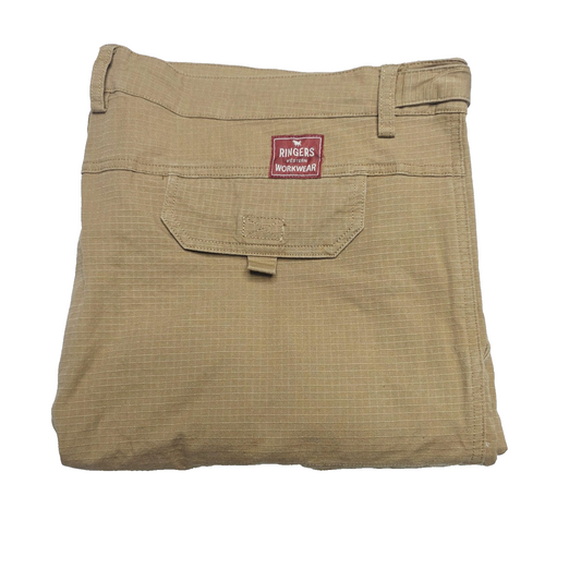 Ringers Western Jeans Men's 42 x 31 Beige Tapered Cargo Stretch Zip Fly Cotton