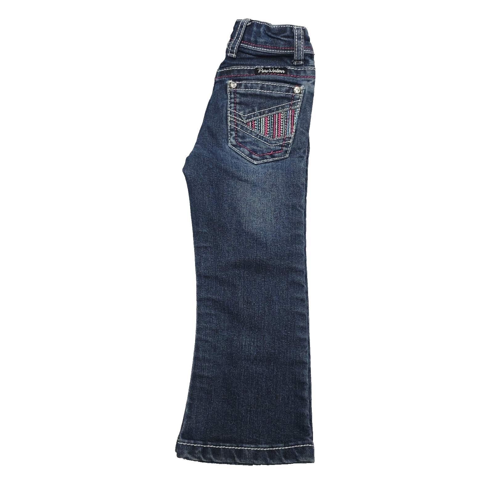 Pure Western Jeans Girls 2-3 Years Bootcut Denim Embroidered Adjustable Waist
