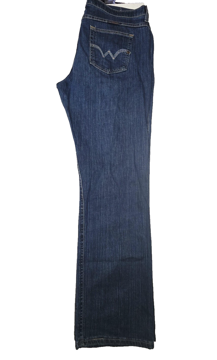 Wrangler Jeans Women's 13/14 x32 Blue Straight Stretch Denim Embroidered Pockets