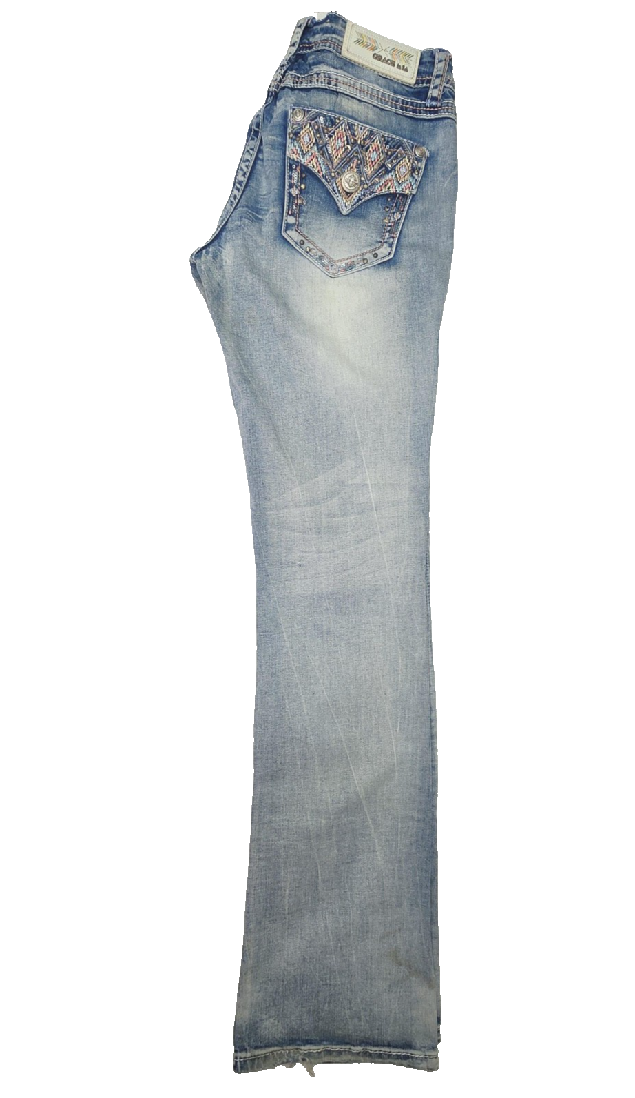 Grace In LA Jeans Women's 27 Blue Bootcut Embroidered Rhinestone Denim Pockets