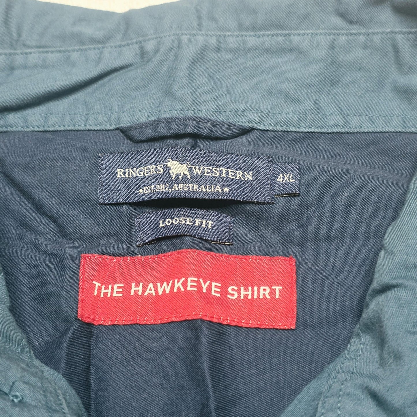 Ringers Western Hawkeye Shirt Mens 4XL Teal Loose Fit Long Sleeve Western