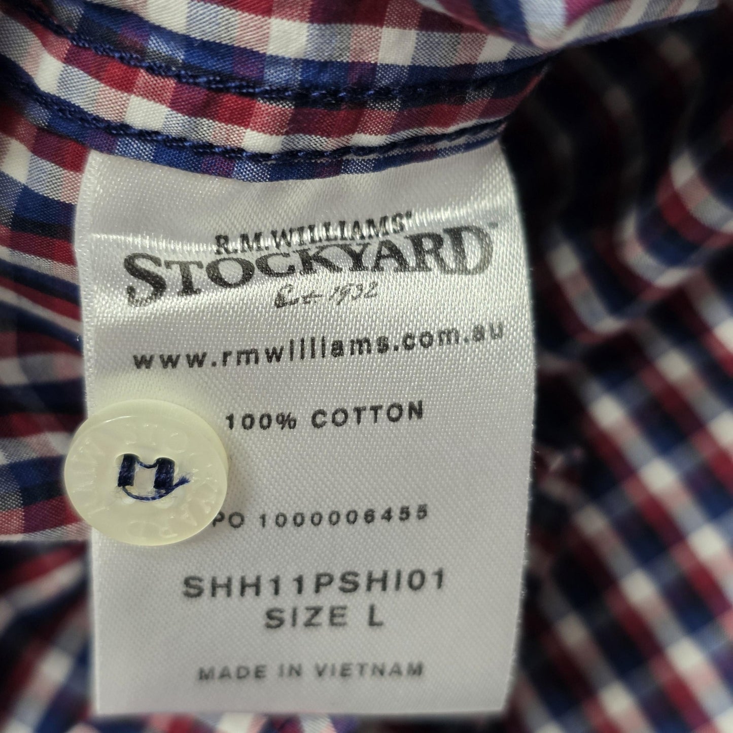 R.M. Williams Stockyard Shirt Mens L Multicolour Check Short Sleeve Western