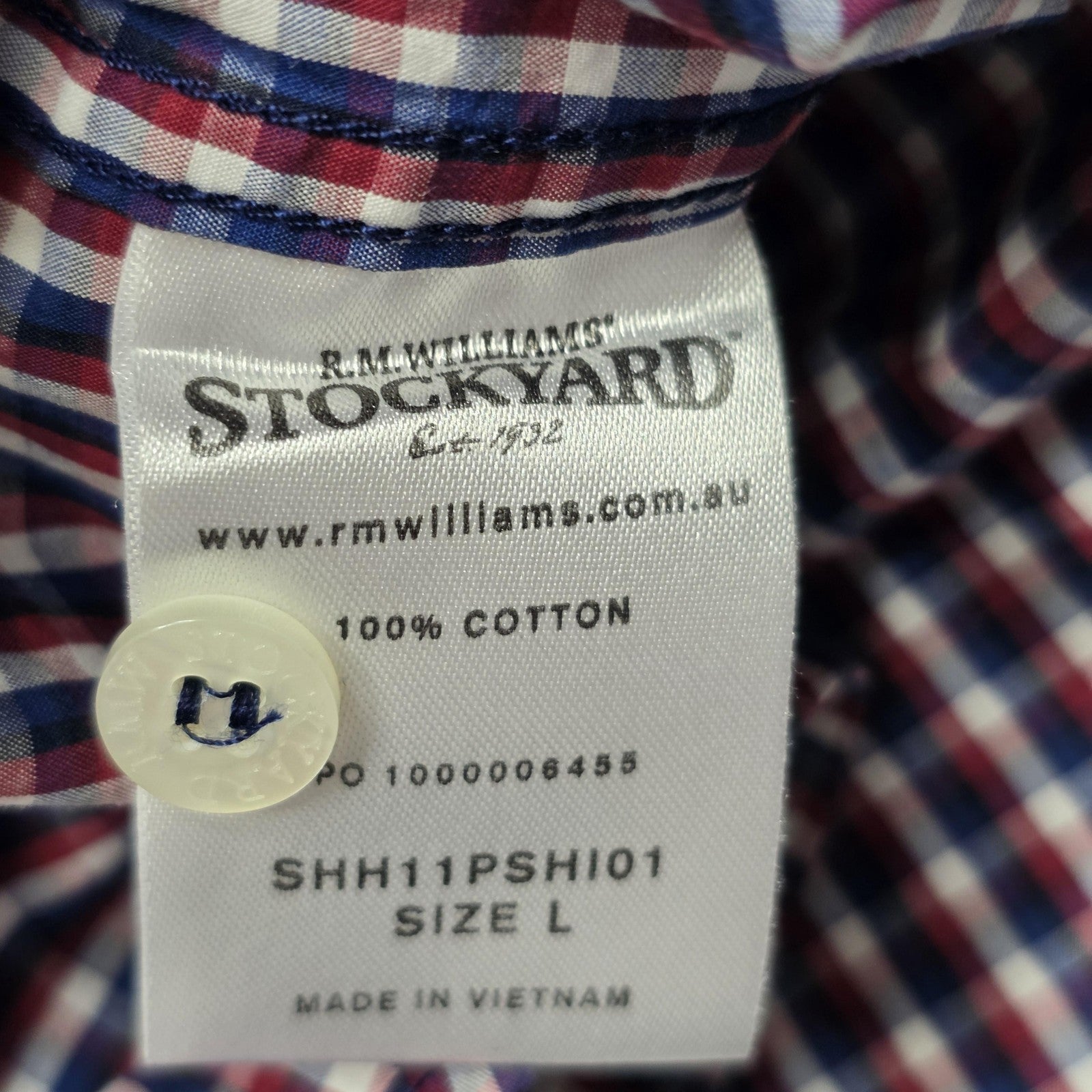 R.M. Williams Stockyard Shirt Mens L Multicolour Check Short Sleeve Western
