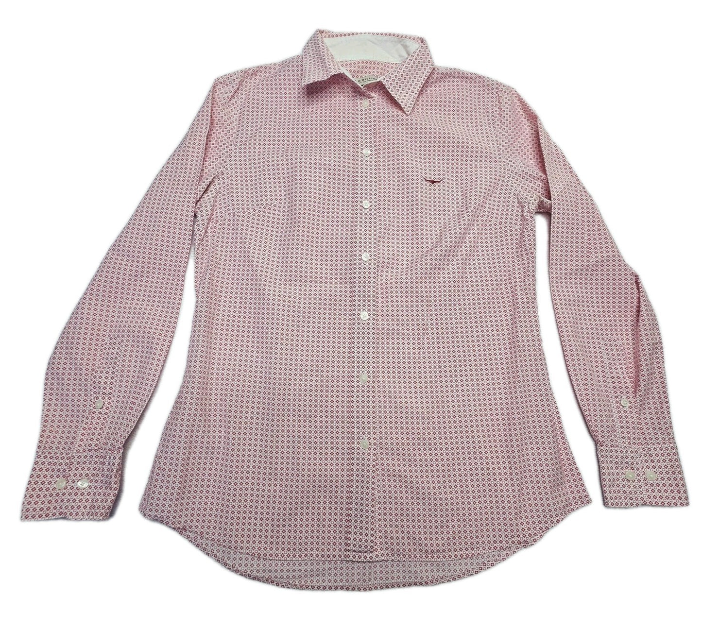 R.M. Williams Shirt Women's 10 Red Long Sleeve Button Up Cotton Geometric