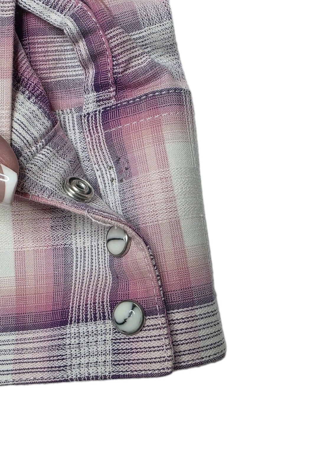 Wrangler Shirt Womens 14 Pink Plaid 100% Cotton Snap Button Up Spring Casual