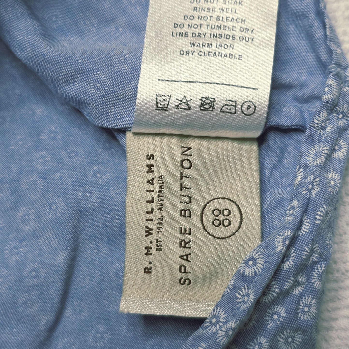 R.M. Williams Shirt Women's 12 Blue Short Sleeve Button Up Cotton Floral Print