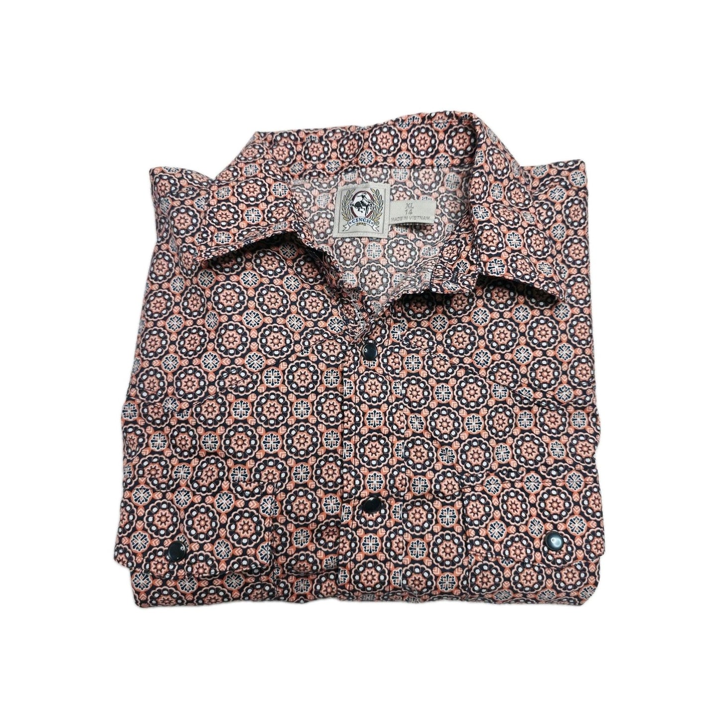 Cinch Shirt Boys XL 14 Multicoloured Long Sleeve Button Up Geometric Western