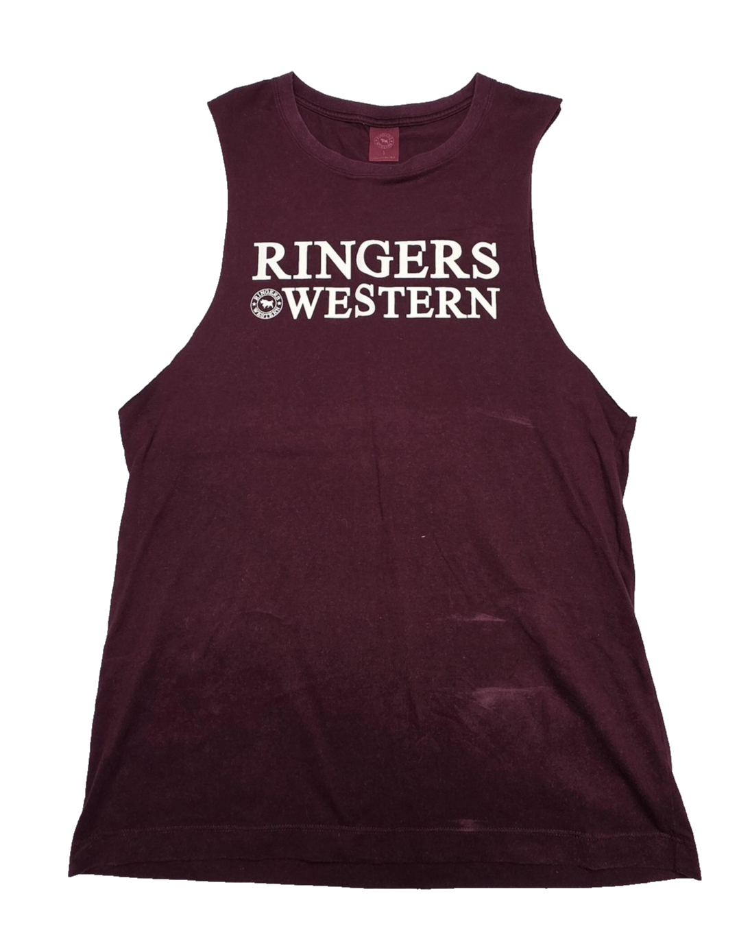 Ringers Western Shirt Men's S Maroon Sleeveless Tank Graphic Logo Jersey Cotton